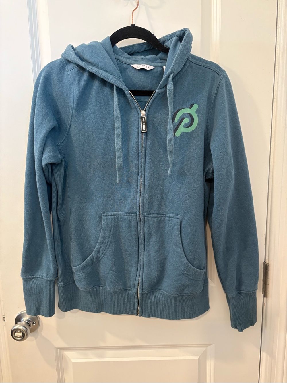 Peloton Teal Zip-Up Hoodie with Logo
